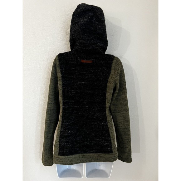 Obermeyer Women’s  Fleece Hoodie Green Black Full Zip Medium Athleisure Skiing - Picture 3 of 6
